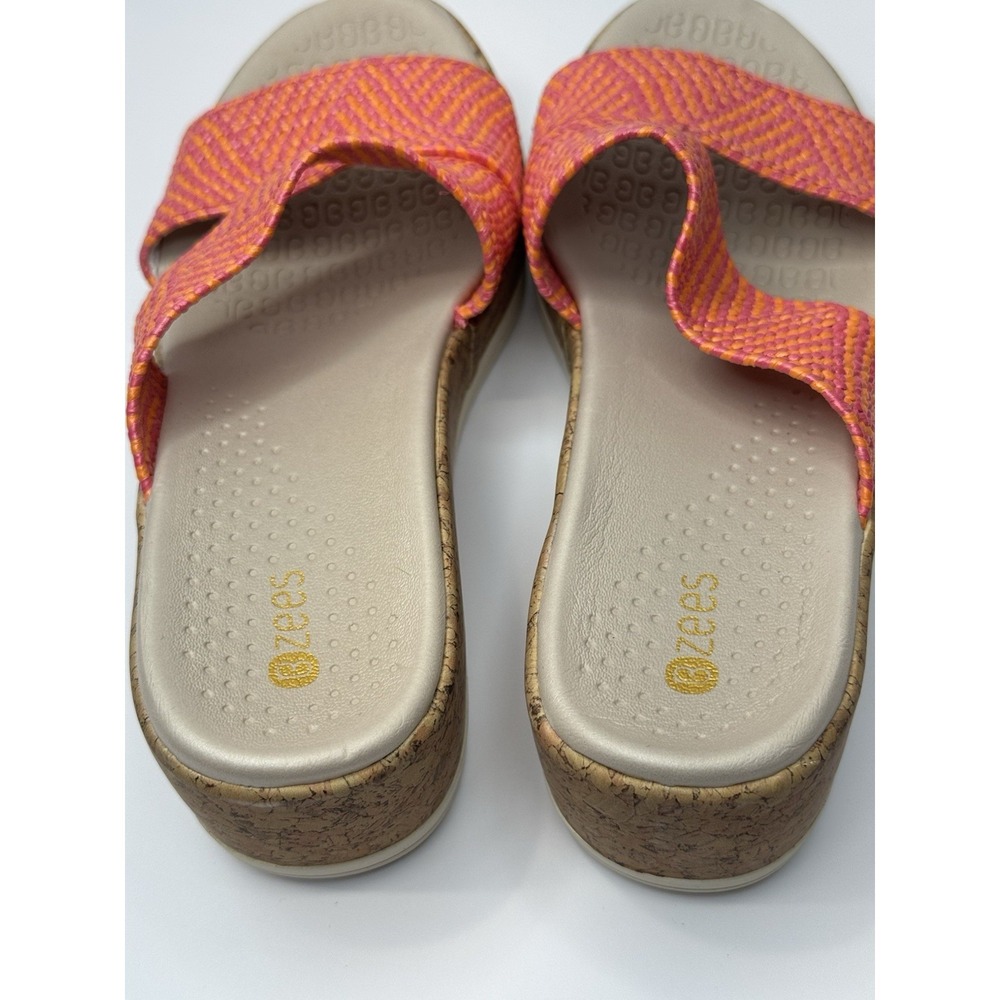 Bzees Womens Riviera Sz 9 Machine Washable Wedge Sandal Pink/Orange - Picture 3 of 8
